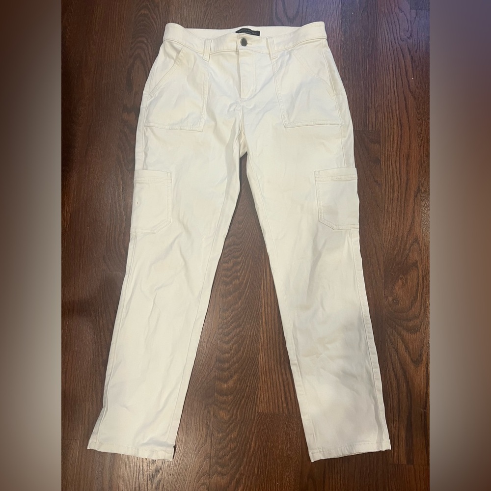 Banana Republic cream cargo pants, button down shirt and cream tunic shirt.